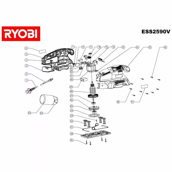 Ryobi ESS2590V Spare Parts List Type: 5133000118